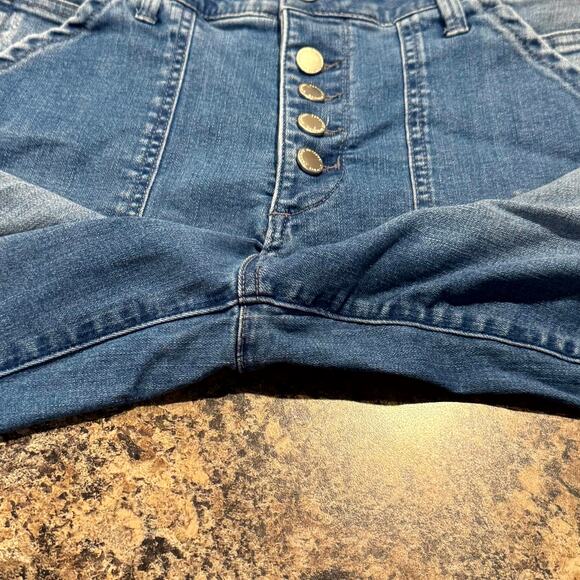 Democracy Ab Technology Jeans Y2K Wide Leg Cropped High Rise Button Fly Blue 12 - Picture 6 of 7